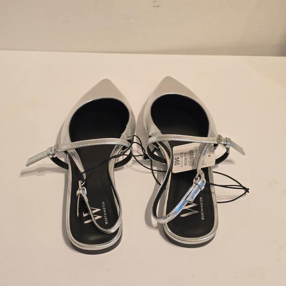 Worthington Khloe Silver Pointed Toe Flat Size 9.5 - Picture 4 of 6